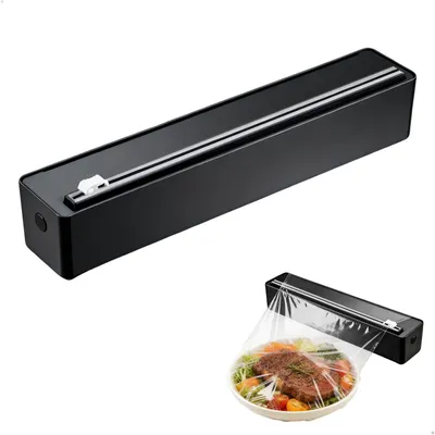 Folienspender mit Saugnapf, für 15–30 cm Rollen, schwarz, 36 x 6 x 7 cm