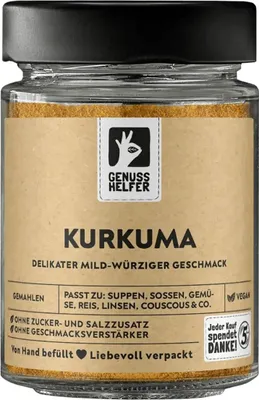 Zdjęcie produktu dla Kurkuma, mielona, kurkuma w proszku idealna do curry i złotego mleka, 95 g w słoiczku