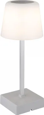 Immagine prodotto di Lampada da tavolo a LED, argento opalino, touch dimmer, batteria ricaricabile, H 25,5 cm