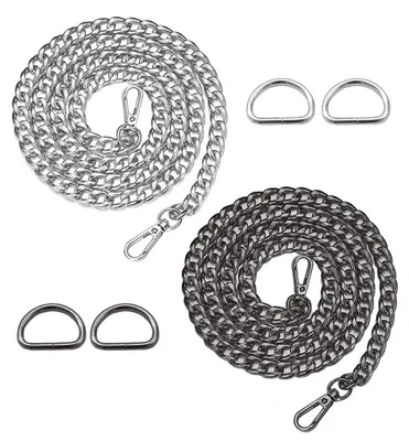 Taschenkette 2er-Set mit 4 D-Ringen, 120 cm, schwarz silber