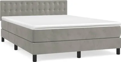 Produktbild von vidaXL Boxspringbett mit Matratze Hellgrau 140x200 cm Samt