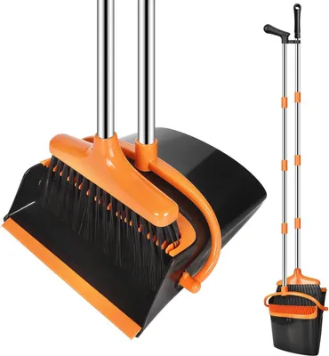 Image de Ensemble balai et pelle avec manche télescopique (123 cm) - Kit de nettoyage léger pour intérieur/extérieur, idéal pour la cuisine