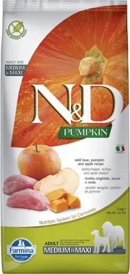 Produktbild von Farmina N&D 12kg Adult Medium/Maxi Wildschwein, Kürbis & Apfel