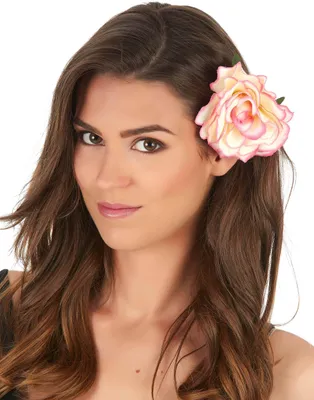 Produktbild von Blumen-Haarschmuck Haarclip Kostüm-Accessoire rosa - Einheitsgröße