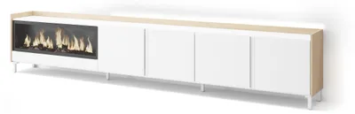 Immagine prodotto di Mobili TV effetto legno Bianco Rovere 315x35x61cm camino effetto fuoco