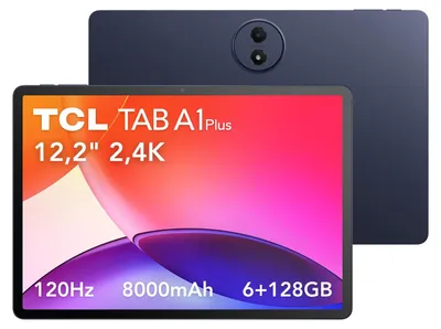 Image de Tablette TCL TAB A1 Plus 12,2 pouces, 2,4K, 120 Hz, Snapdragon 4 Gen 2, 6 Go de RAM, 128 Go, Wi-Fi, Android 16, bleu cosmique