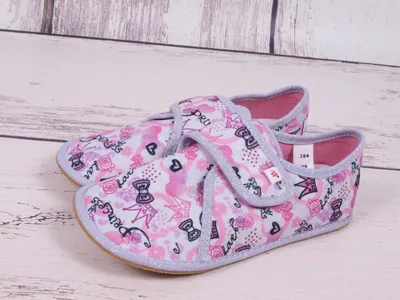 Produktbild von Mädchen Hausschuhe BAREFOOT EF 394 Princess Prinzessin Grau 29