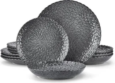 Obrázok produktu pre Sada riadu Famanu Serviesset, 12 kusov - porcelán - pre 4 osoby - sivá farba