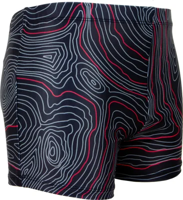 Produktbild von GUGGEN MOUNTAIN Badehose für Herren Schwimmhose Männer kurz eng anliegend Badeshorts gestreift Farbe Rot gestreift XL