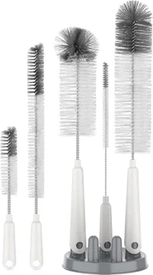 Produktbild von Famanu Reinigungsbürsten-Set mit Halter - für Flaschen und Rohre