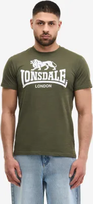 Produktbild von Herren T-Shirt normale Passform LOGO Olive/White XL Lonsdale