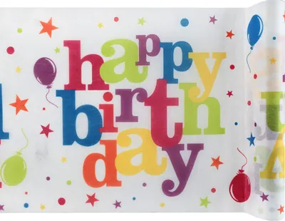 Produktbild von Tischläufer Vlies Happy Birthday Geburtstag