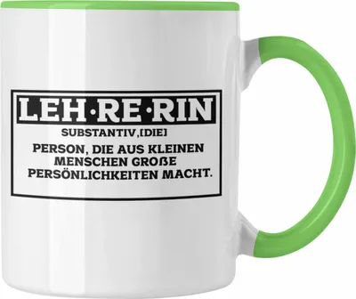 Produktbild von Trendation - Lehrerin Tasse Abschiedsgeschenk für Lehrerinnen Geschenkidee Abschied (Grün)