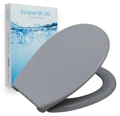 Produktbild von sanicomfort WC-Sitz, Duroplast, mit Absenkautomatik, Toilettensitz passend für alle handelsüblichen WC-Becken (manhattengrau)
