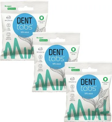 Produktbild von Denttabs - Tandenpoetstabletten - Mint - 125 Stück - Zahnpflege ohne Fluor - Umweltfreundlich und biologisch abbaubar