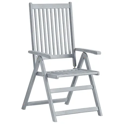 Image de Chaises de jardin réglables 3 pcs. Gris Acacia massif
