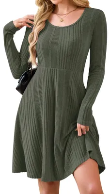 Productafbeelding van AUSELILY Lange mouwen, gebreide jurk voor dames, ronde hals, perfect voor de herfst, trui-jurk