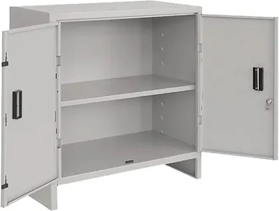 Produktbild von Besenschrank aus Metallblech 2 Türen 2 Einlegeböden abschließbar (100 x 40 x 80 cm)