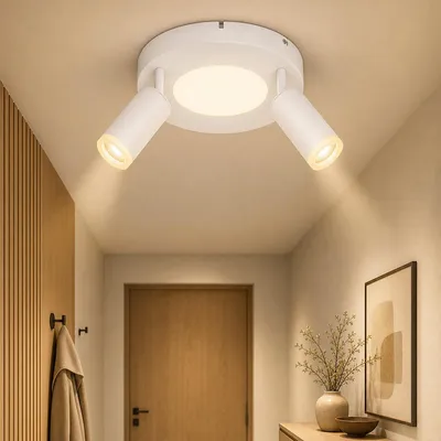 Zdjęcie produktu dla ZMH lampa sufitowa Led reflektor sufitowy GU10 2 płomienie - lampa sufitowa biały 3000k ciepły biały 20W lampa do sypialni obrotowy reflektor sufitowy 350°