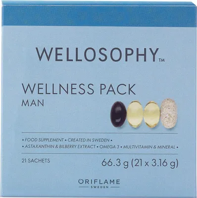 Immagine prodotto di Oriflame WellnessPack Wellosophy per uomo 21 pezzi.