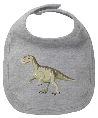 Produktbild von Huuraa Baby Lätzchen Allosaurus Dinosaurier Heather Grey Klettverschluss  Baumwolle Latz Geschenkidee