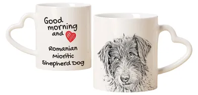 Obrázok produktu pre Ciobănesc Românesc Mioritic, Mocano, Barac – šálka so psíkom, rozkošná šálka s uškom v tvare srdca, univerzálny darček značky Art-Dog