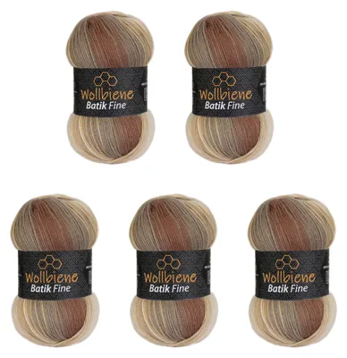 Batik Fine 5x100g Strickwolle Farbverlauf 5020 braun beige