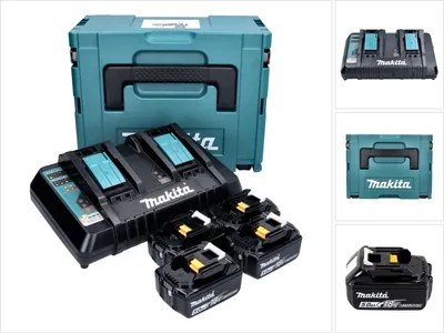 Obrázek produktu pro Makita 197626-8, Sada baterie a nabíječky, Lithium-ion (Li-ion), 5 Ah, 18 V, Makita, Černá, Modrá