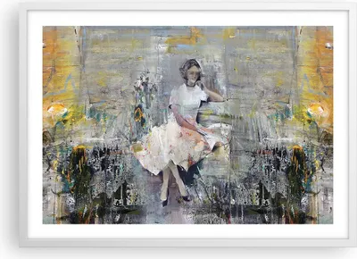 Produktbild von Gerahmtes Poster - Weißer Rahmen - Zeitgenössisch Malerei Frau - 70x50 cm - Wand Bild - Wanddeko - Wandbilder - Kunstposter - Wandposter - Bilderrahmen - Bilder - Kunstdruck - P2WAA70x50-4596