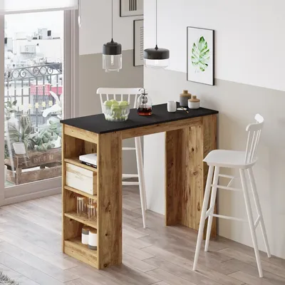 Obrázok produktu pre Industriálny barový stôl STYLE 1 čierna / borovica