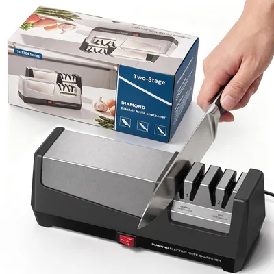 Produktbild von Elektrischer Messerschärfer mit 2-stufigem Schleifsystem und 20° Schleifwinkel