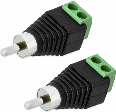 Produktbild von 2X Cinch RCA-Stecker Adapter > Terminal Block 2 Pin Schraub Klemmen Universal Audio