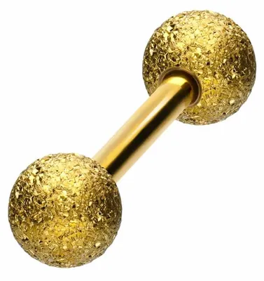 Produktbild von Zungenpiercing, Intim-Piercing Chirurgenstahl Barbell DIAMANTOPTIK Gold Stablänge: 10mm