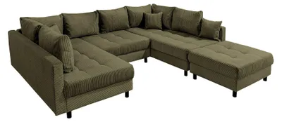 Produktbild von riess-ambiente Moderne XXL Wohnlandschaft KENT 305cm grün Cord Bigsofa inkl. Hocker Federkern