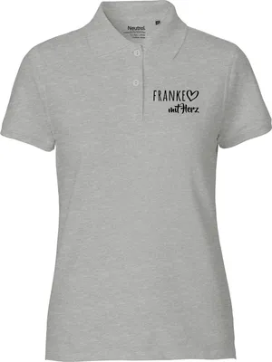 Produktbild von Huuraa Damen Polo Shirt Franke mit Herz L Sport Grey Bio Baumwolle Fairtrade Poloshirt Geschenkidee
