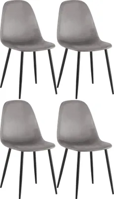 Produktbild von CLP 4er Set Esszimmerstühle Napier gepolstert bis 150 kg belastbar grau Material Samt