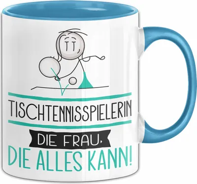 Produktbild von Tischtennisspielerin Geschenk Tasse Becher Die Frau Die Allen Kann Geschenkidee für eine Tischtennisspielerin Lustig (Blau)