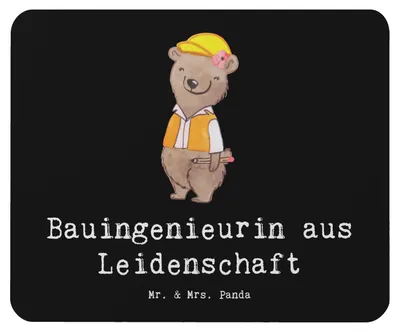 Produktbild von Mr. & Mrs. Panda Mauspad Bauingenieurin Leidenschaft - Schwarz - Geschenk, Studium, laptop, Mousepad, Mouse Pad, Spruch, Beruf, Witzig, computer, Baustelle