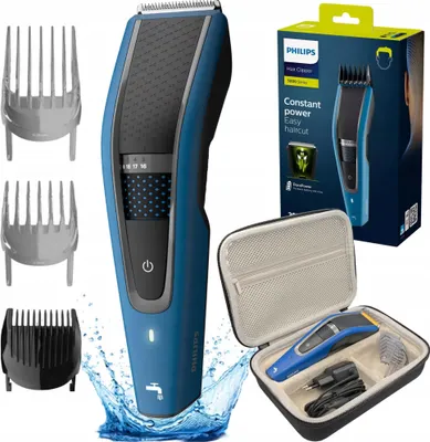 Produktbild von Philips 5000 series Hairclipper series 5000 HC5612/15 Abwaschbarer Haarschneider, Schwarz, Blau, 0,5 mm, 2,8 cm, 4,1 cm, Edelstahl, Wechselstrom/Batterie