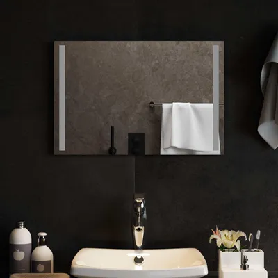 Image de Miroir de salle de bain LED, transparent, 60 x 40 cm, en verre trempé