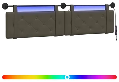 Produktbild von Hängendes Kopfteil Mit LED Licht Grau Kunstleder