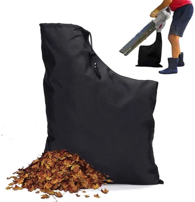 Produktbild von Fangsack für Laubsauger - 44x60 cm - Ersatz-Auffangbeutel - Laubsaugerbeutel mit Reißverschluss und Kordelzug - Schwarz - für Laubsauger und Häcksler