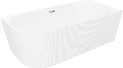 Produktbild von Mexen Silo freistehende Eckbadewanne rechts geriffelt 170 x 80 cm, weiß, Überlauf Chrom - 52891708000P-01