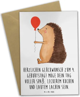 Produktbild von Mr. & Mrs. Panda Klappkarte 4. Geburtstag - Weiß - Geschenk, Happy Birthday, Geburtstagsgeschenk, Geburtstagsthema 4 Jahre, Glückwunschkarte, Grußkarten, lautes Lachen