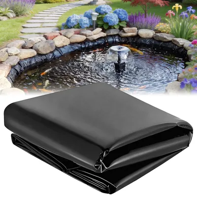 Image de Bâche pour étang de 3 x 3 mètres, noire, en HDPE de 0,2 mm d'épaisseur, imperméable et résistante aux déchirures