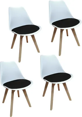 Produktbild von 4er Set Design-Stühle mit Sitzpolster Esszimmerstühle im skandinavischen Stil
