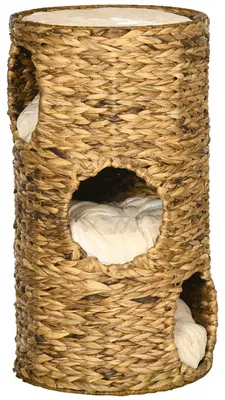 Image de Cocon pour chat - Maison pour chat - Panier pour chat - Petite maison pour chat - Abri pour chat - Style bohème - 3 niveaux avec coussin