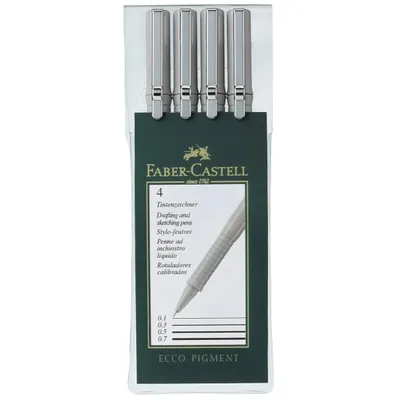Image de Fineliner Ecco-Pigment étui de 4 pièces noir Largeurs de lignes : assorties