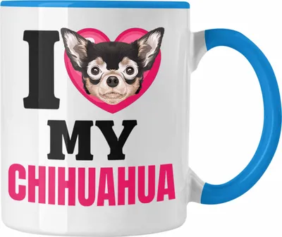 Produktbild von Trendation - Chihuahua Besitzerin Tasse Geschenk Lustiger Spruch Geschenkidee I Love My Chihuahua (Blau)