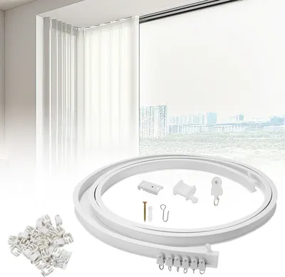 Obrázek produktu pro Jiubiaz Flexibilní záclonové kolejnice,3m zakřivené záclonové kolejnice,Stropní montážní kolejnicový záclonový systém,Stropní okenní kolejnice pro montáž na strop nebo stěnu,Rozdělovač místností,Sprchová záclona